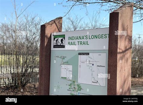 A Sign Displays A Map Of The Cardinal Greenways In Muncie Ind Wednesday March 13 2024 The