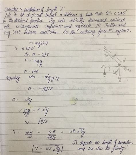 Derive The Formula Of Time Period For Simple Pendulum On Which Quantity