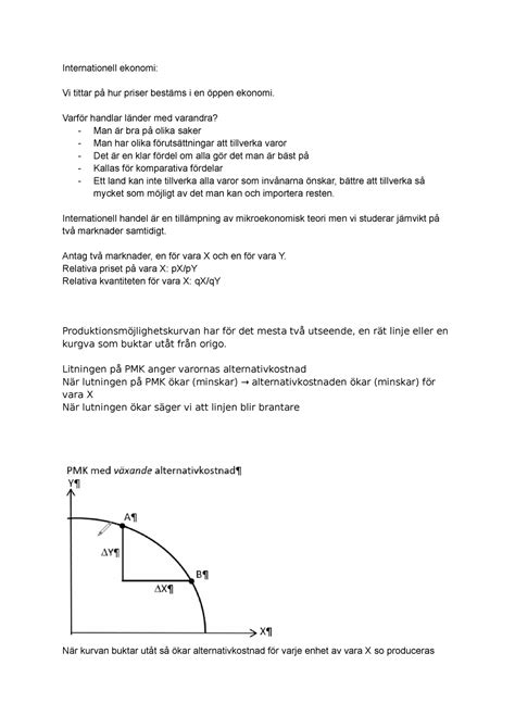 Internationell Ekonomi Sammanfattning Formler Internationell