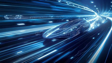 Futuristic Car Speeding Through Neon Lit Tunnel Stock Image Image Of