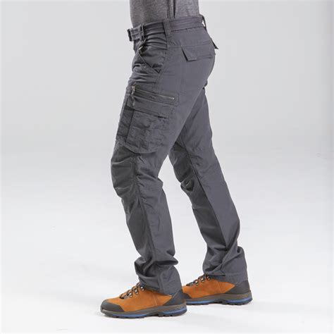 Mens Hiking Pants Travel 100 Carbon Grey Forclaz Decathlon