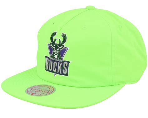 Milwaukee Bucks Neon Nylon Green Snapback - Mitchell & Ness cap ...