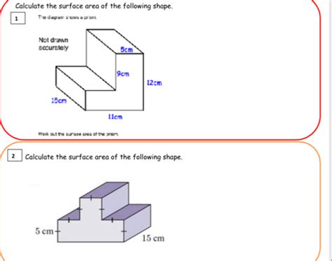 Solved Calculate The Surface Area Of The Following Shape 1 The