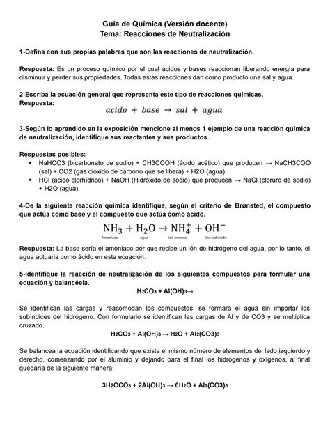 Reacciones Redox Guía De Química Versión Docente Tema Reacciones