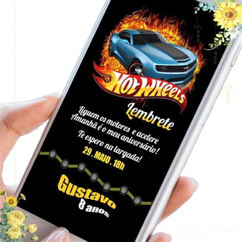 Convite Digital Hot Wheels Lembrete de Aniversário Elo7