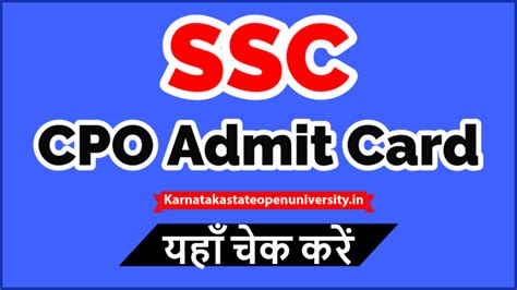 Ssc Cpo Admit Card 2024 Release Date Exam Date And Hall Ticket Download