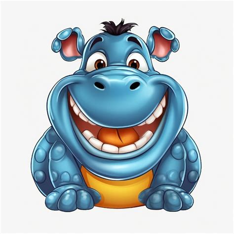 Premium Photo | A cartoon of a blue hippo with the word hippo on the front.