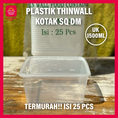 Jual Thinwall Square Kotak Makan Isi Pcs Plastik Persegi Besar