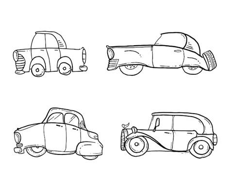 Premium Vector | Classic car hand drawn. cartoon car line for kid paint