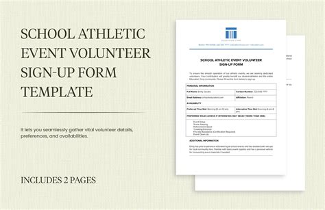 School Athletic Event Volunteer Sign Up Form Template In Word Pdf