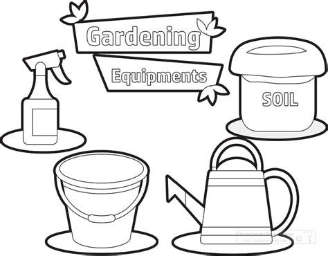 Objects Outline Clipart Essentials For Home Gardener Clipart Printable