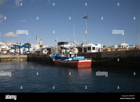 Puerto Del Carmen Lanzarote Canary Islands Fishing Boat In Small