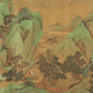 Horizontal Narrow Antique Mountain Landscape Painting Replica Chinese