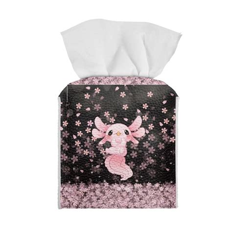 Renewold Cherry Blossom Tissue Holders Decorative Axolotl PU Leather