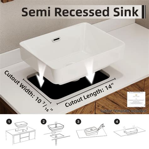 Los Flexi Rectangular Semi Recessed Bathroom Sink 17″l X 13″w