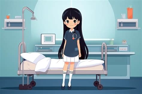 Premium AI Image | Cute happy anime nurse in hospital room Generated ai