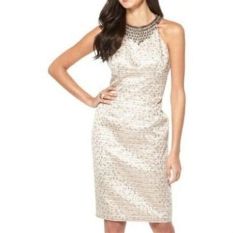 Maggy London Embellished Brocade Sheath Dress Size 4 Gem