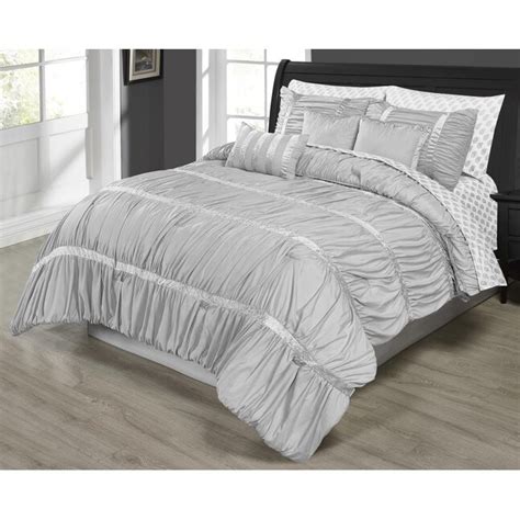 Mhf Home Francis Gray Stripe Queen Comforter Polyester With Polyester