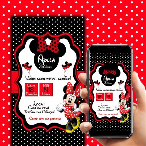 Convite Digital Minnie Vermelha Elo Produtos Especiais