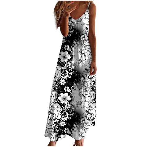 Hvyesh Women S Summer Floral Spaghetti Strap Maxi Dress Stretch