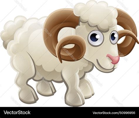 Cartoon cute ram farm animal Royalty Free Vector Image