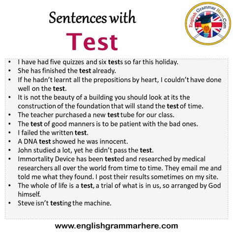 Sentences With Test Test In A Sentence In English Sentences For Test