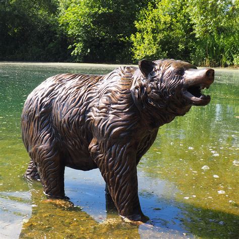 Wild Bear Cub Bronze Metal Garden Statue