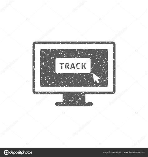Tracking Monitor Icon Grunge Texture Isolated White Background Stock