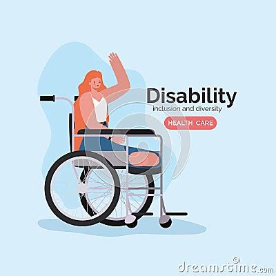 Disability Legless Woman Cartoon On Wheelchair Vector Design