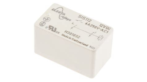 Sis 112 12vdc Elesta 强制导向继电器 Sis 2系列 12v 直流线圈电压 Pcb（印刷电路板）安装 双刀单掷