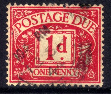 GB 1938 KGV1 1d Carmine Postage Due Wmk GV1R SG D28 J505 0 75