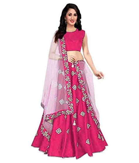 RAMKRUPACREATION Pink Silk Chaniya Choli Semi Stitched Lehenga Buy