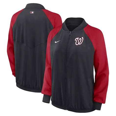 Nike Washington Nationals Authentic Collection Team Raglan Performance Full Zip Jacket Academy