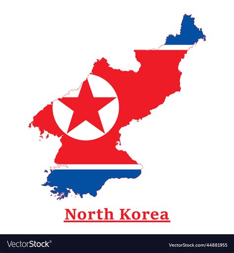 North korea national flag map design Royalty Free Vector