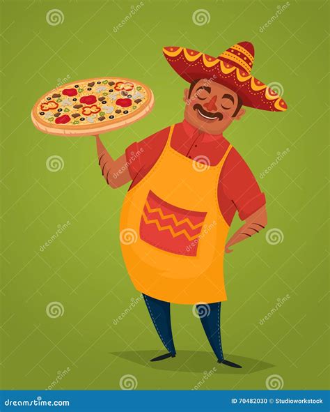 Mexican Chef With Taco Cartoon Illustration Cartoondealer