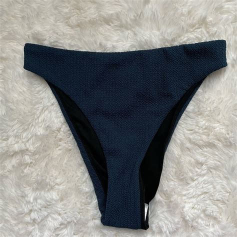 J Crew Swim Textured Highrise Cheeky Bikini Bottom Small Deep