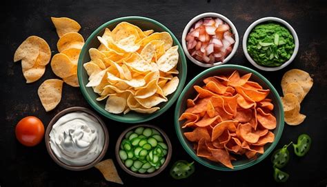 Premium Photo Snacks And Chips With Different Flavors Generative Ai