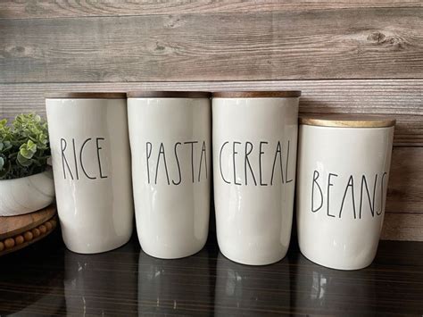 Farm House Beans Rice Pasta Cereal Canister Cellar Ceramic Jar