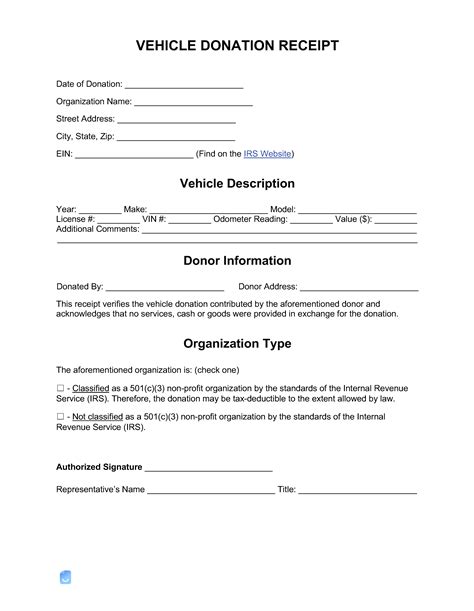 Vehicle Donation Receipt Template Invoice Maker