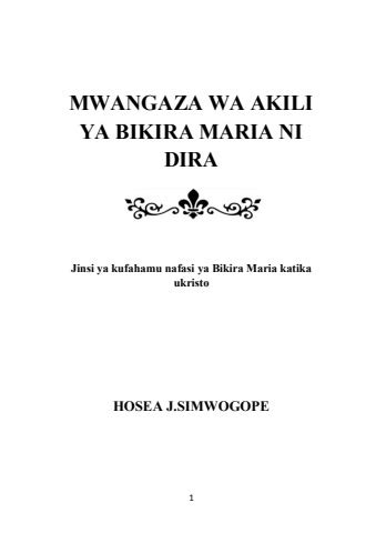 Mwangaza Wa Akili Ya Bikira Maria Ni Dira