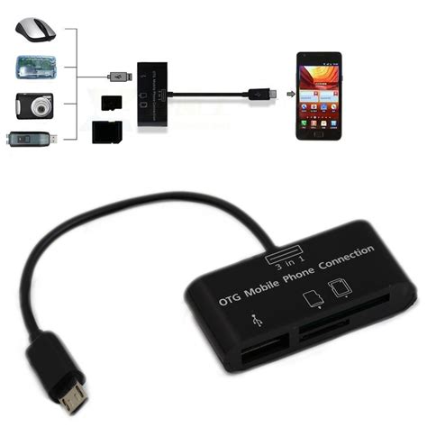 USB Connection Kit HUB SD Micro-SD Card Reader Adapter For OTG Mobile ...