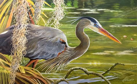 Great Blue Heron Painting | Original Oil On Canvas