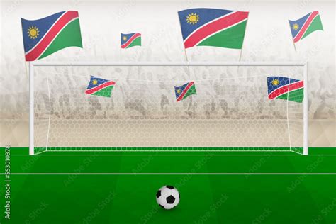 Namibia football team fans with flags of Namibia cheering on stadium ...