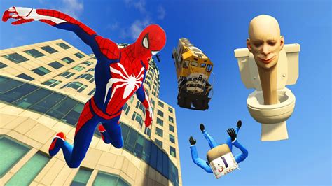 Gta Spiderman Rainbow Minions Jumping Off Highest Buildings Youtube