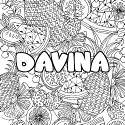 Coloración del nombre DAVINA decorado mandala de corazón Maxi Dibujos