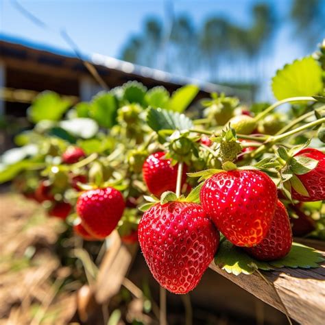 Premium Photo | Photo of strawberry in a strawberry farm