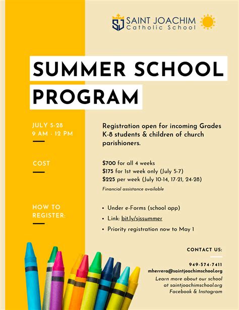 Summer School Program - Saint Joachim Catholic School