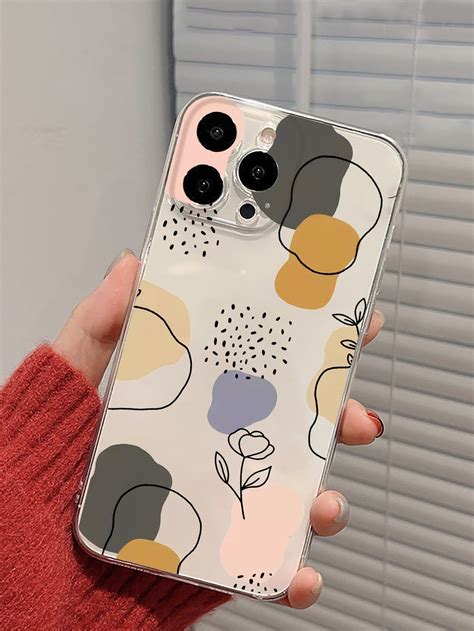 Multicolor Collar TPU Colorblock Floral Phone Cases Embellished Cell