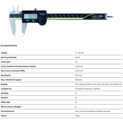 Calibro A Corsoio Digitale A Batteria Mitutoyo Corpo Abs Aos Scala