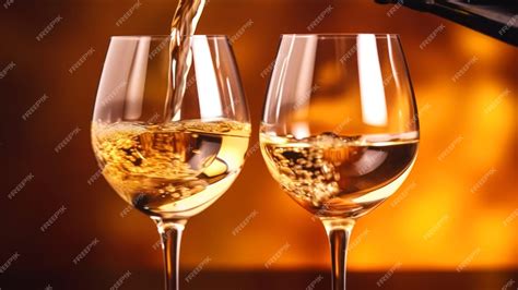 Premium Photo Two Glasses Of White Wine Being Poured Into A Glass